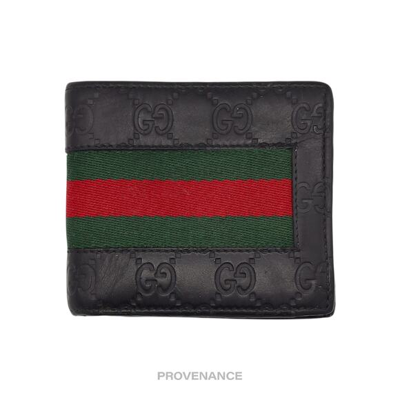 🔴 Gucci GG Supreme Signature Web Bifold Wallet - Black - Picture 1 of 6